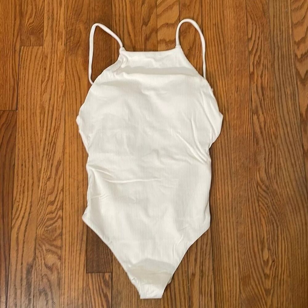 Andie Swim Coconut White Asbury Ribbed One Piece Swimsuit
